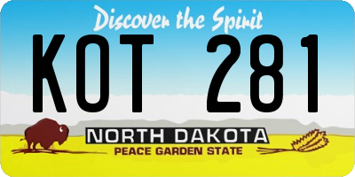 ND license plate KOT281