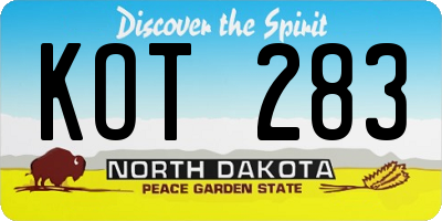 ND license plate KOT283