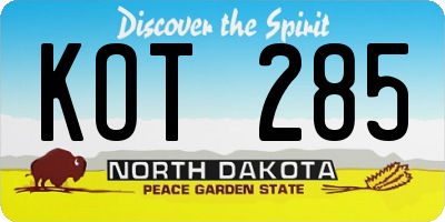 ND license plate KOT285