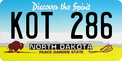 ND license plate KOT286