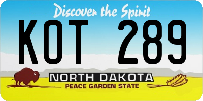 ND license plate KOT289
