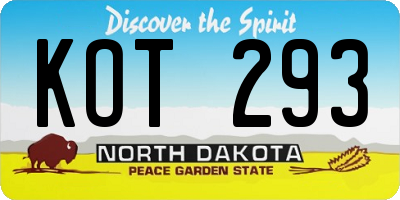 ND license plate KOT293