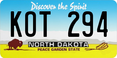 ND license plate KOT294
