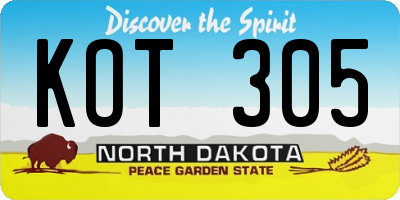 ND license plate KOT305