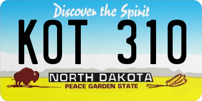 ND license plate KOT310