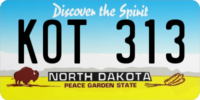 ND license plate KOT313