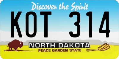 ND license plate KOT314