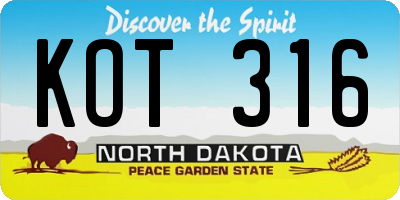 ND license plate KOT316