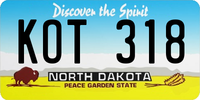 ND license plate KOT318
