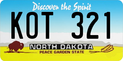 ND license plate KOT321