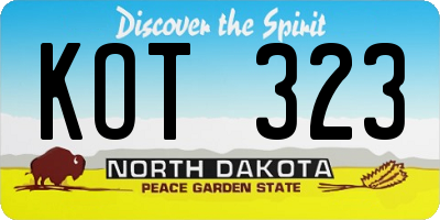 ND license plate KOT323
