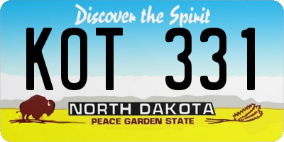 ND license plate KOT331