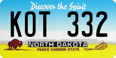 ND license plate KOT332