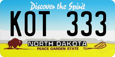 ND license plate KOT333