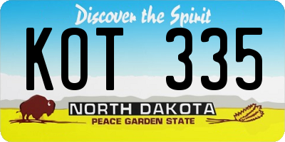 ND license plate KOT335