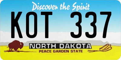 ND license plate KOT337