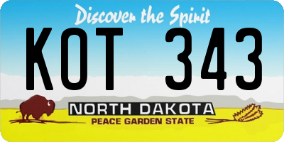 ND license plate KOT343
