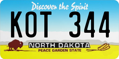 ND license plate KOT344