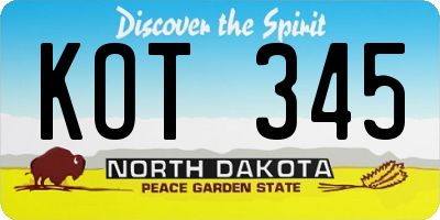 ND license plate KOT345