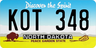 ND license plate KOT348
