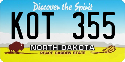 ND license plate KOT355