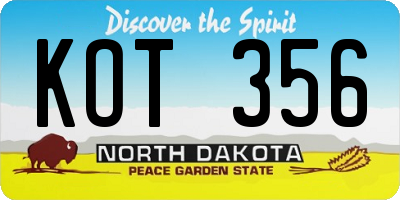 ND license plate KOT356