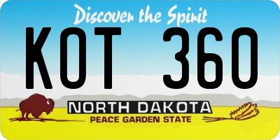 ND license plate KOT360