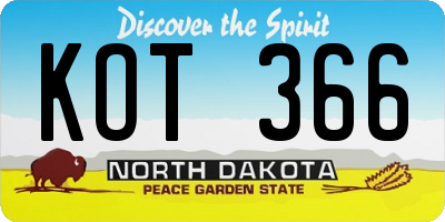 ND license plate KOT366