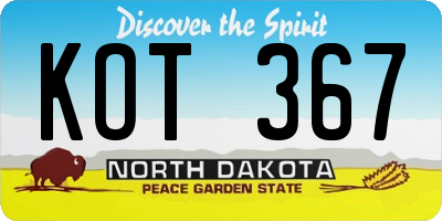 ND license plate KOT367
