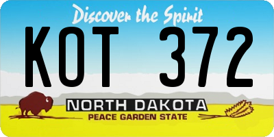 ND license plate KOT372