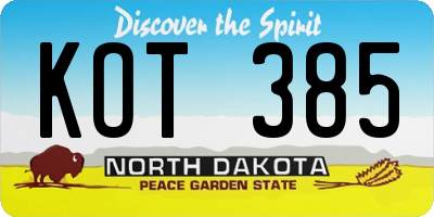 ND license plate KOT385