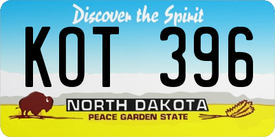 ND license plate KOT396