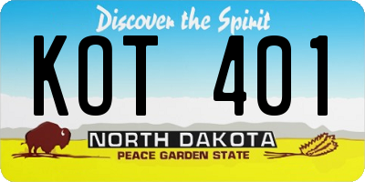 ND license plate KOT401