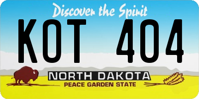 ND license plate KOT404