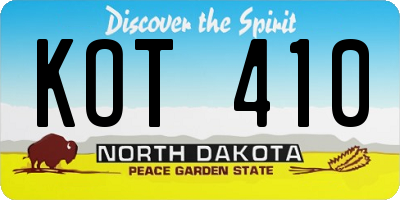 ND license plate KOT410
