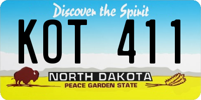 ND license plate KOT411