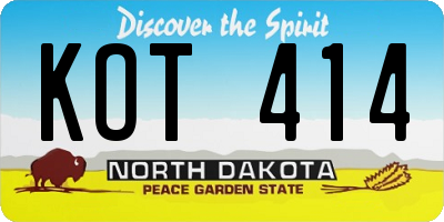 ND license plate KOT414