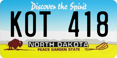 ND license plate KOT418