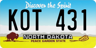 ND license plate KOT431