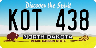 ND license plate KOT438