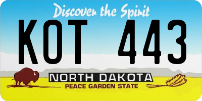 ND license plate KOT443