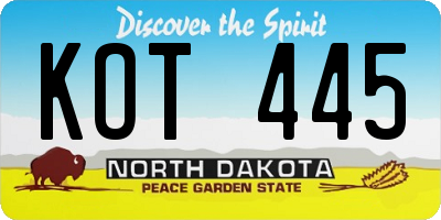 ND license plate KOT445