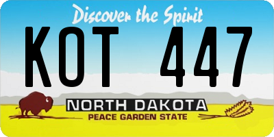ND license plate KOT447