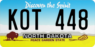 ND license plate KOT448