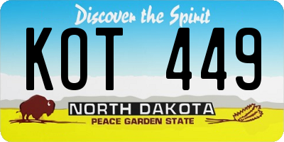 ND license plate KOT449