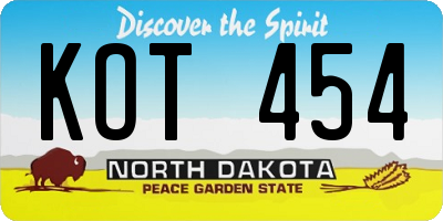 ND license plate KOT454