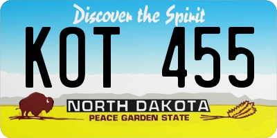 ND license plate KOT455