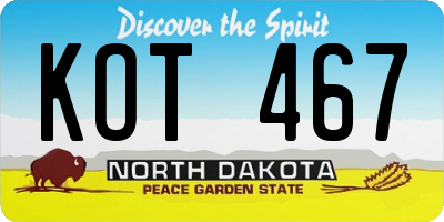 ND license plate KOT467