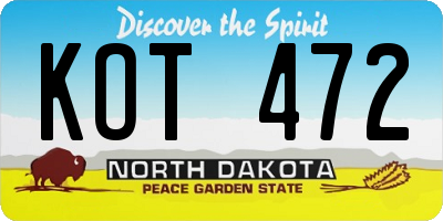 ND license plate KOT472