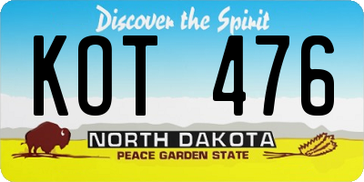 ND license plate KOT476